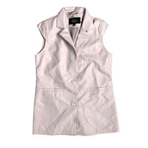 Coalition LA NWT Vegan Faux Leather Sleeveless Jacket Pink Small